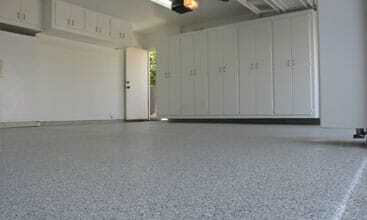 Flake-coated garage floor
